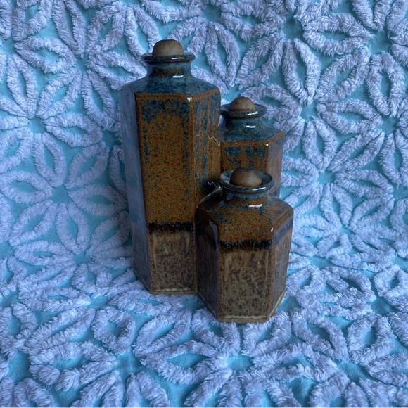 Vintage Pottery oil lamp 3 burner signed glazed - Picture 3 of 9